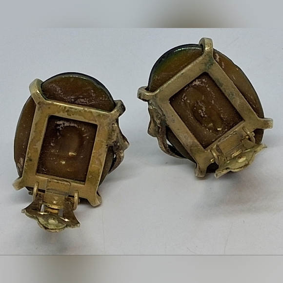 * Vintage Whiting & Davis Green Art Glass Necklace Bracelet Earrings Parure Set - Picture 10 of 11